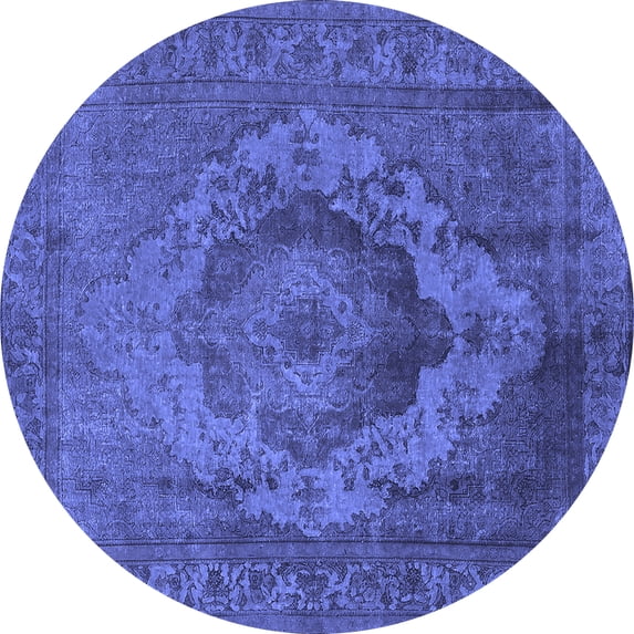 Ahgly Company Indoor Round Oriental Blue Industrial Area Rugs, 5' Round