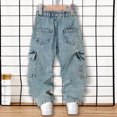 thumbnail image 4 of WXFAZCVU Jeans for Boys Elastic Waist Denim Pants with Pockets School Trendy Streetwear Size 5-6 Years, 4 of 4