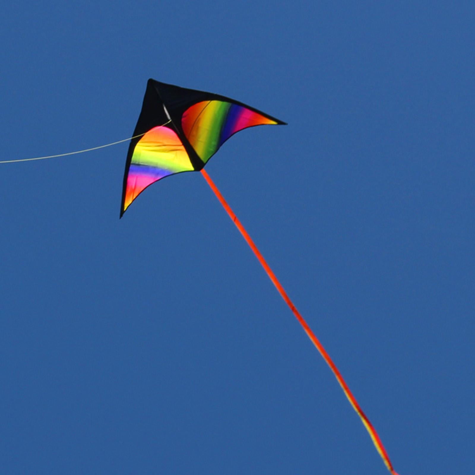 Large Delta Kite Triangle Kite with Tail Windsock with String Single Line Colorful for Outdoor Sports ,Beginner, Games, Kids Adults