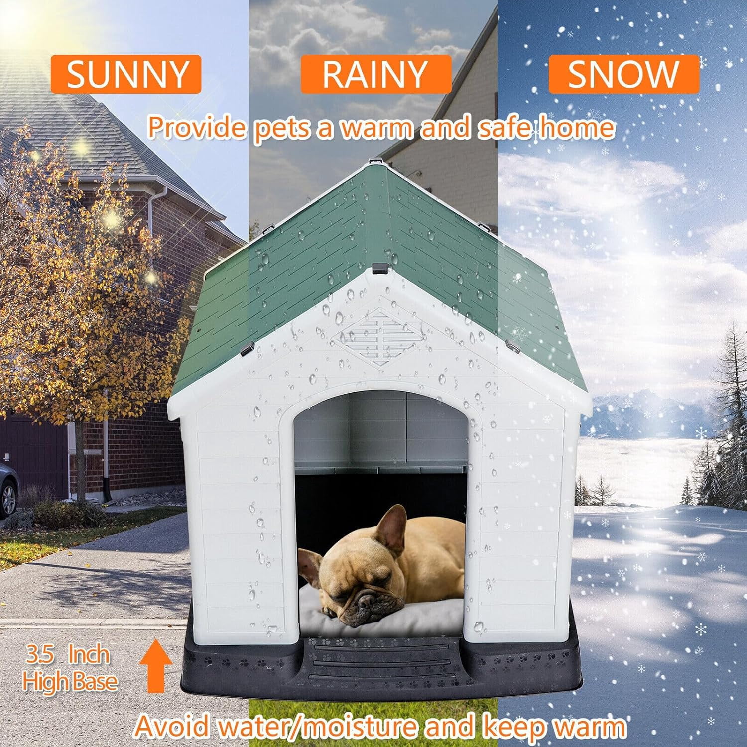 4 Colors Dog House Detachable Roof Designed for Medium or Small Sized Pets Yard