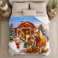 thumbnail image 5 of Cheerful Winter Farmyard Christmas Scene, Festive Holiday Scene, Warm Flannel Blanket for Ranch House and Living Room, Horse Lovers Christmas Gift, Rustic Home Decor, 5 of 9