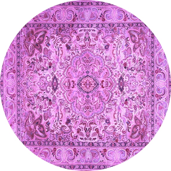 Ahgly Company Indoor Round Persian Purple Traditional Area Rugs, 3' Round