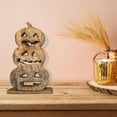 thumbnail image 2 of Wood Carved Triple Jack-O-Lantern Décor, 2 of 3