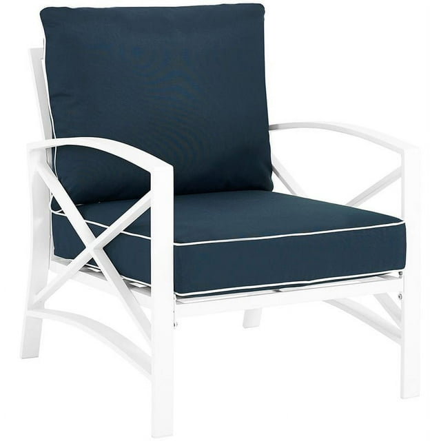 Crosley Kaplan Patio Arm Chair in Navy and White