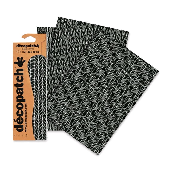 DecoPatch Decorative Papers - Black and White, Pkg of 3, 12" x 16"