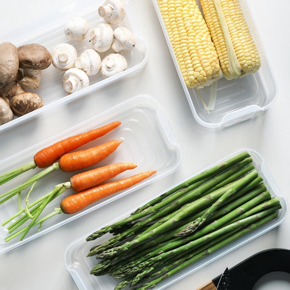 Refrigerator Food Storage Containers, Lettuce Keeper Large Produce Saver Stackable Container with Lids, Clear Veggie Fruit Salad Lettuce Container