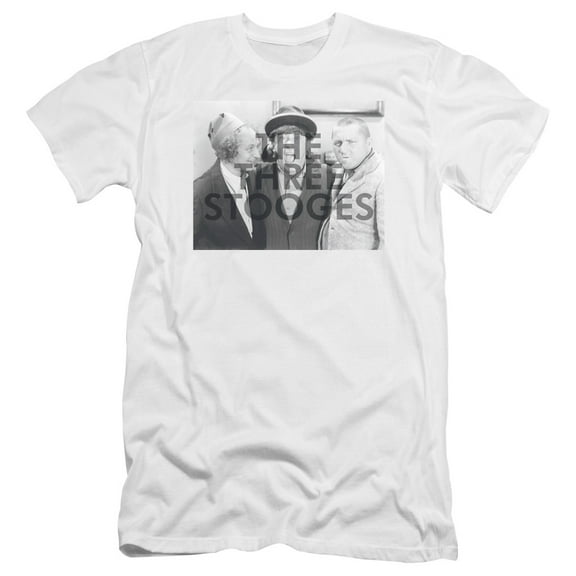 Three Stooges Cutoff Premium Canvas Adult Slim Fit 30/1 T-Shirt White