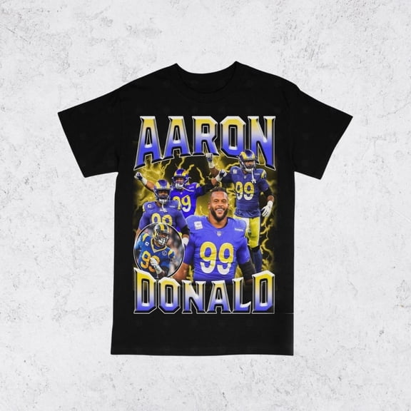 Vintage 90s Aaron Donald T-Shirt, Homage Retro Classic Graphic Tee, Bootleg Bestseller Unisex Sport Gift