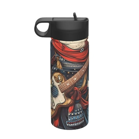 

Daiia Samurai Frog Guitar Printed 18oz Sports Insulated Kettle With Straw Water Bottle For Running Hiking Cycling Climbing Mens Woman S Sports Water Bottle