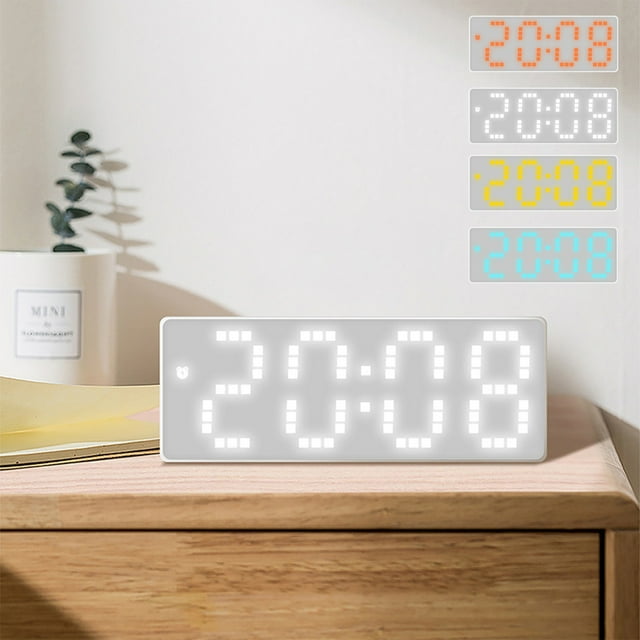Xihbxyly Reloj Despertador Digital Blanco, Pantalla de Temperatura, Brillo Ajustable, Función Multialarma, Modo de Ahorro de Energía, Decoración para Dormitorio, Sala de Estar, Oficina, Lectura Fácil