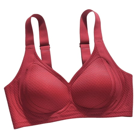 miqiqism Bra for Women - Womens Bras  Backless Seamless Brassiere Lady Push Up Everyday Bras  Comfy Smooth Wire Free Basic Bras 01_Red X-Large