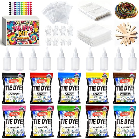 10 Colors Tie Dye Powder Kit, Tie Dye Set for Home, Creative Dyes for Clothes, Easy DIY Fabric Art (10 Colors)