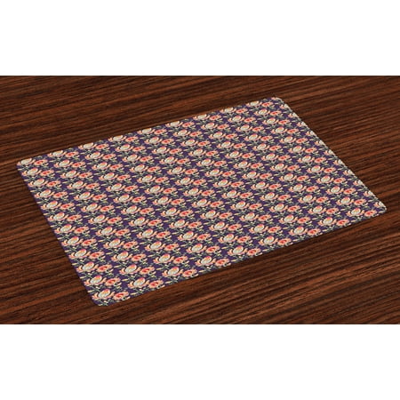 - Ethnic Placemats Set of 4 Oriental Colorful Floral Arrangement with Ornate Swirls Leaves Asian Culture Pattern, Washable Fabric Place Mats for Dining Room Kitchen Table Decor,Multicolor, by Ambesonne