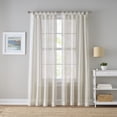 thumbnail image 3 of Mainstays Woven Stripe Sheer Tab Top Curtain, Single Panel, Beige, 50" W x 95" L, 3 of 6