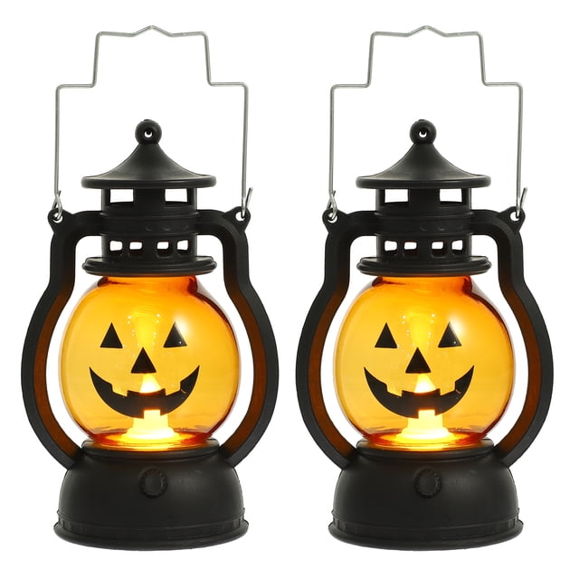 2Pcs Pumpkin Lights Halloween Handheld Lantern Halloween Decoration for Kids