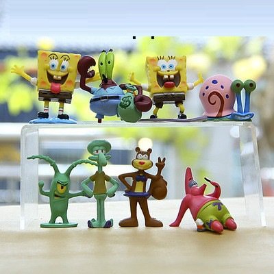 SpongeBob SquarePants Figure Spongebob Little Figures Cake Topper Figure Set of 8-Spongebob Squarepants ​Figure Toys for Kids Birthday Cake Toppers