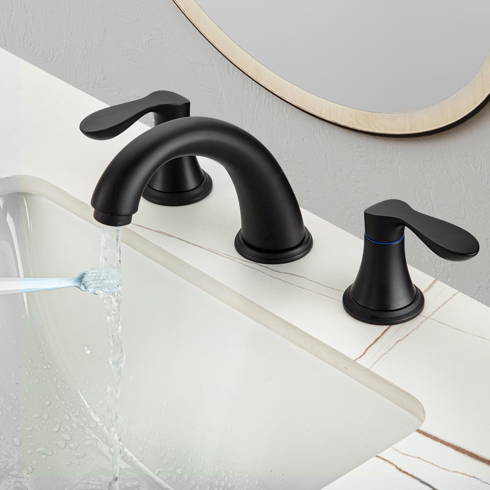 Accreate 8 Inch Bathroom Faucets for Sink 3 Hole with Pop up Drain and cUPC Lead-Free Hose