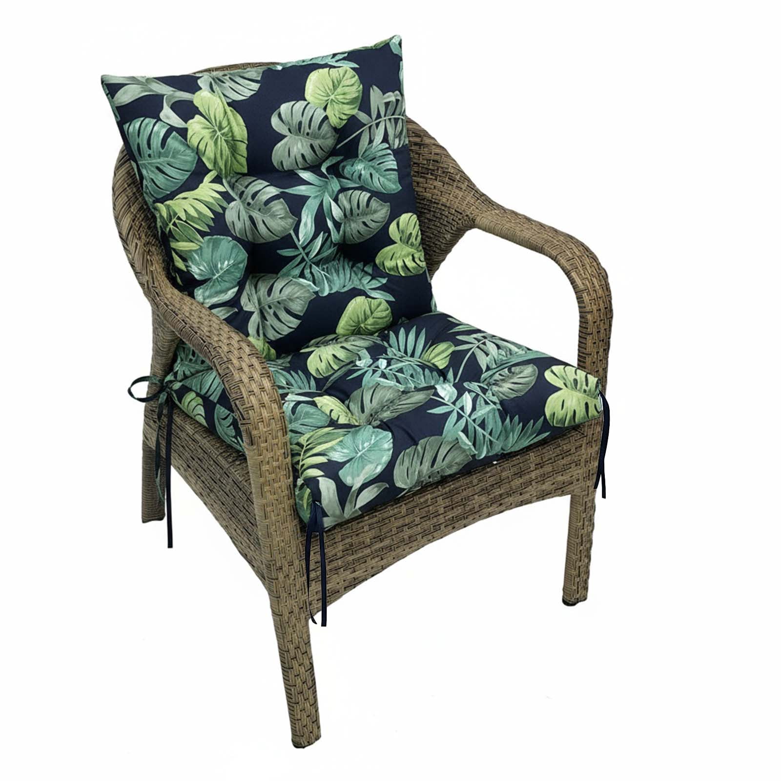 Eurhowing Waterproof Patio Rocking Chair Cushions 1-Piece, 3" Thick Outdoor Chair Cushion with Ties, Non-Slip Seat Pad for Garden Lawn Furniture, 1Pack, Green Leaves