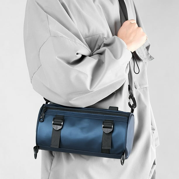 Bolsa impermeable de bandolera para hombre - Bolso cilíndrico de hombro de gran capacidad, 27x15x14cm, gris/negro/verde ejército/azul oscuro