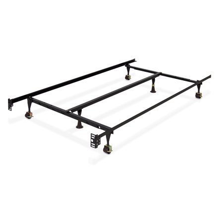 Best Choice Products Folding Adjustable Portable Metal Bed Frame for Twin, Full, Queen Sized Mattresses and Headboards w/ Center Support, Locking Wheel Rollers - (The Best Adjustable Bed)