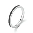 thumbnail image 2 of EOEMY 2mm Titanium Steel Tail Ring Silver/Rose Gold Women White/Black Size 6-11, 2 of 8