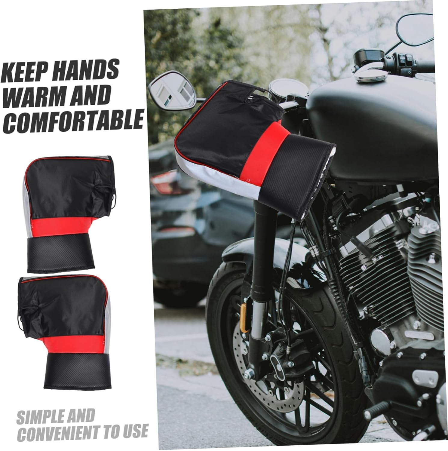 Ljia 1 Pair Waterproof Oxford Electric Motorcycle Handlebar Gloves Thickened Windproof Mittens for Cold Weather Riding Insulated Hand Covers for Winter Biking A416