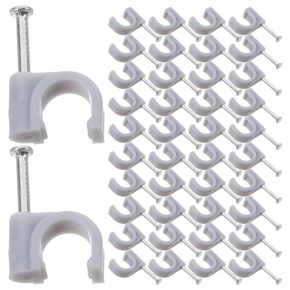 MLINS Hemoton 100pcs Cable Staple Extension Cord Clip Wire Clip Cable Staple with Nail Clamps Half Clamp Tubing Clamps Fixtures Fasteners