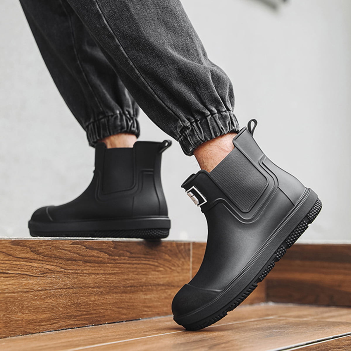 AUXDIQ Rain Boots Men Short Ankle Women Waterproof Rain Shoes Outdoor Garden Shoes