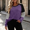 thumbnail image 4 of Yourumao Womens Crewneck Sweatshirts Color Block Lightweight Sweatshirt Striped Long Sleeve Plus Size Pullover Tops for Outdoor, 4 of 6