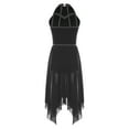 thumbnail image 3 of inlzdz Women's Lyrical Dance Dress Irregular Mesh Ruffled Skirt Hem Built-In Briefs Figure Skating Dresses Black XL, 3 of 6