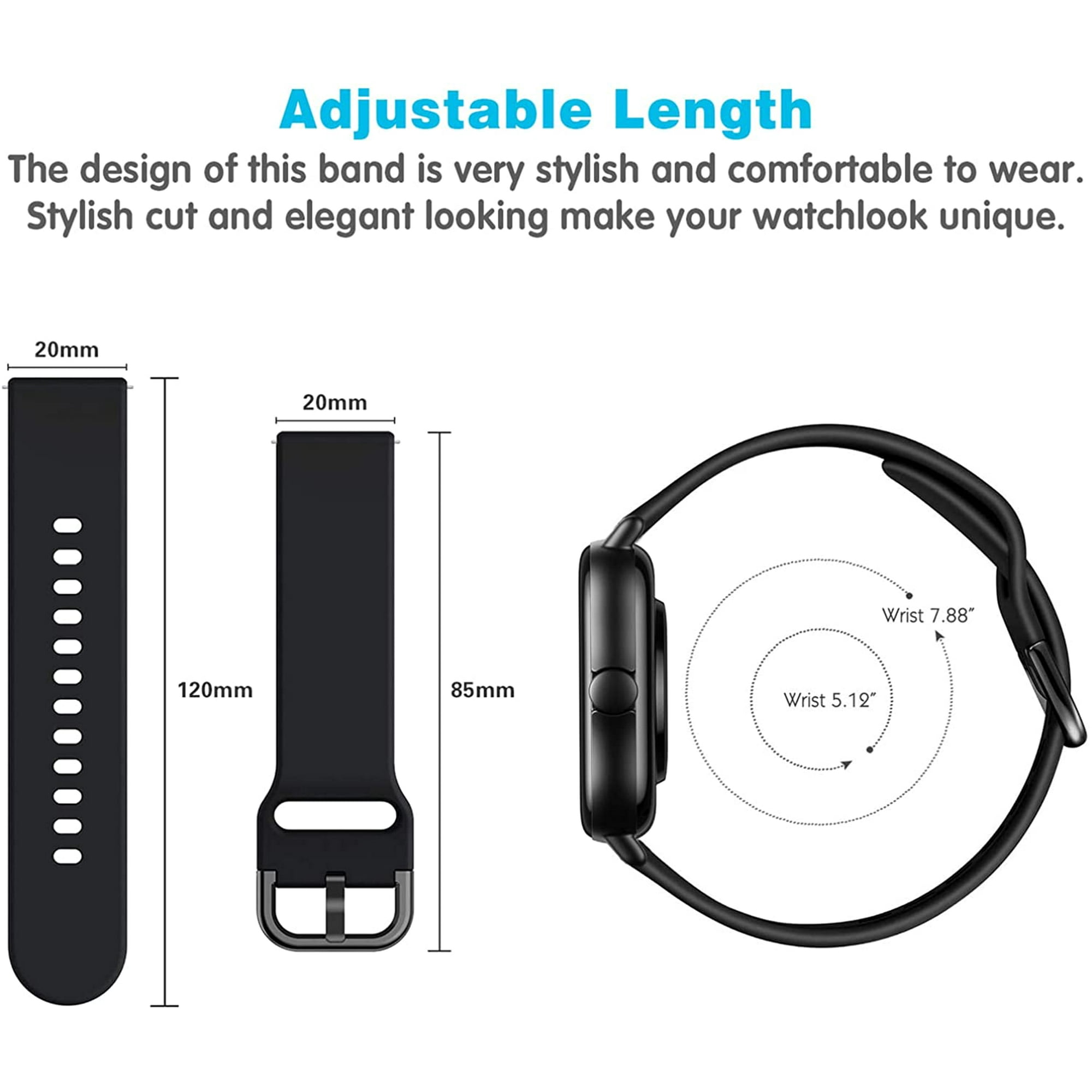 Replacement Watch Bands Compatible with Amazfit GTS GTS 2 GTS 2 Mini GTS 2e Amazfit Bip Bip U Pro Bip Lite Amazfit GTR watch 42mm etc. 20mm Silicone Watch Wristband Watch Strap Men Women Walmart