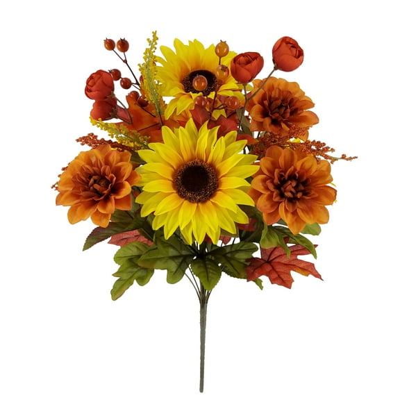 Mainstays 20.5''H Indoor Artificial Sunflower and Dahlia Mixed Bouquet, Yellow Color