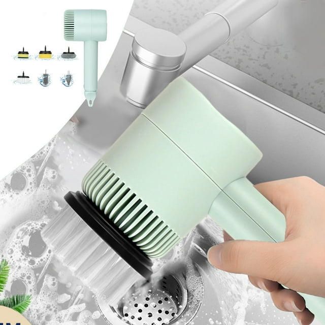 Cepillo eléctrico giratorio | Limpiador multisuperficie inalámbrico y recargable con 3 cabezales reemplazables para azulejos de baño, cocina, ducha y suelos