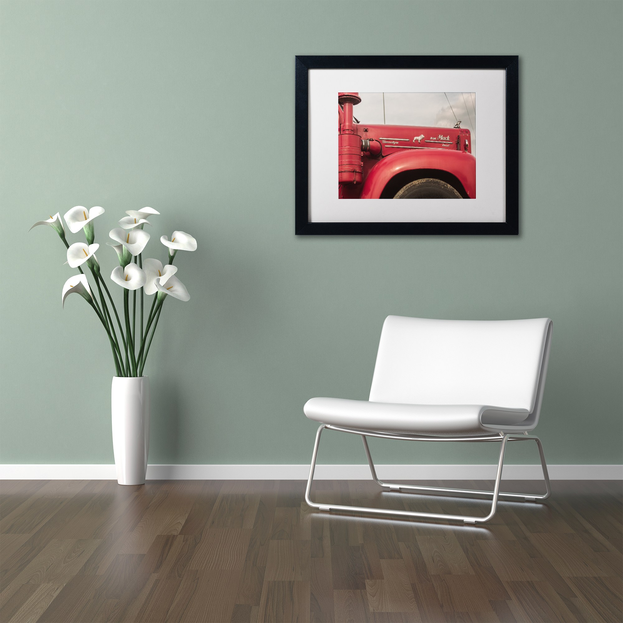 Trademark Fine Art "Mack Truck" Canvas Art by Jason Shaffer, White Matte, Black Frame
