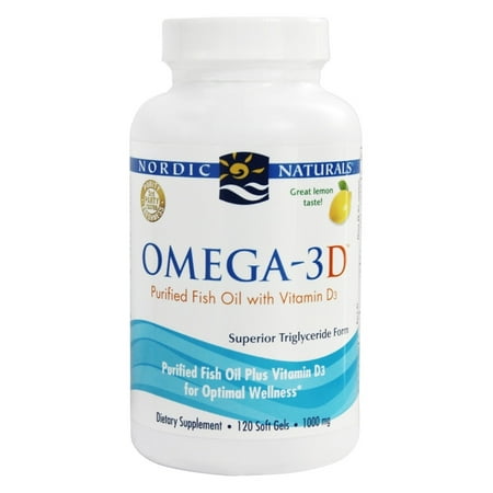 Nordic Naturals - Omega-3D Purified Fish Oil with Vitamin D3 Lemon 1000 mg. - 120 Softgels