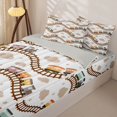 thumbnail image 3 of Manfei Classic Train Zipper Twin Comforter Sets with Fitted Sheet and 2 Pillowcases,Brown Railroads Tracks Zipper Bedding Set,Light Gray Reversible,4pcs, 3 of 8
