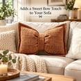 thumbnail image 4 of Bow Pillow 11.8 X 19.7 in Chenille Waist Cushion Vintage Texture Scandinavian Decorative Throw Pillow for Sofa Bed Living Room Bedroom Home Decor, Soft Lumbar Support, Home Decoration Pillow, Red, 4 of 6