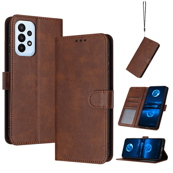 Wallet Case for Samsung Galaxy A53 5G, [RFID Blocking] Card Slots Holder Stand [Shockproof TPU Interior Case] PU Leather Magnetic Protective Flip Cover,Compatible With Samsung A53 5G,Brown