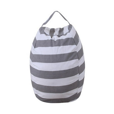 Kids Stuffed Animal Plush Toy Storage Bean Bag Soft Pouch Stripe Kids Stuffed Animal Plush Toy Storage Bean Bag Soft Pouch Stripe Fabric Chair Gy