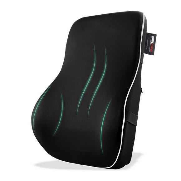 ObusForme Lumbar Support Memory Foam Back Rest with Dual Adjustable Straps – Ergonomic Cushion for Office Chair, Home Seating, Gaming Chair Removeable Washable Cover
