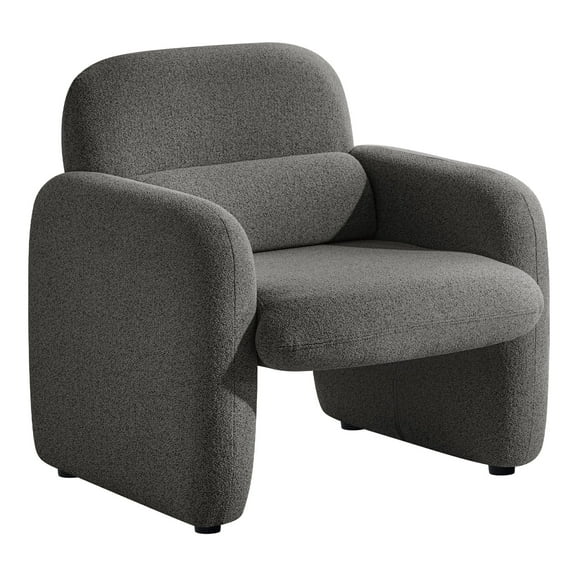 Modern Accent Chair, Upholstered Round Armchair with a Waist Pillow,Chenille Fabric Leisure Single Sofa Chair for Bedroom, Office and Living Room,Dark Grey