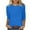 Blue, variant on Otntypg Spring Trendy 3/4 Length Sleeve Tops for Women Plus Size Casual Loose Fit Crewneck T-Shirts Cute Solid Three Quarter Length Tunic Tops Trendy Oversized Comfy Pullover Blouse Blue L