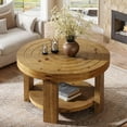 thumbnail image 2 of Finmind Round Coffee Table, 31.5" Farmhouse Solid Wood Coffee Table with Storage, 2 of 6