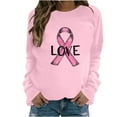 thumbnail image 2 of CLOISE Pink Breast Cancer Sweatshirt Women Breast Cancer Support Sweatshirts Love Ribbon Oversized Round Neck Long Sleeve Hoodie Cancer Awareness Shirts Loose Pullover Blouses Outfits Pink 2XL, 2 of 4