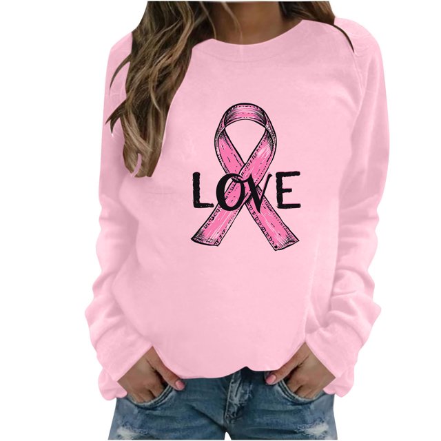 Chemises pour Femmes Chemises Décontractées Amples pour Femmes Tee-Shirt Imprimé Ruban Manches Longues Col Rond Coupe Régulière Blouses Pull-Over Manches Longues S-20 Rose-A m