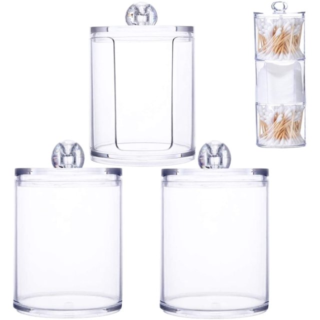 ZHAOCHENG Caja de soporte para hisopos de algodón 3 en 1, soporte para hisopos de algodón de plástico, caja para hisopos de algodón transparente, dispensador de hisopos de algodón para almacenamiento