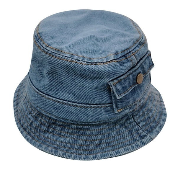 LNMQLPDBS Sun Hat for Baby Short Brim Trendy Denim Fisherman Hat with Pocket Toddler 2-3 Years Old Spring Autumn Outdoor Shade Hat Casual Foldable Summer Sunhat for Going Out 