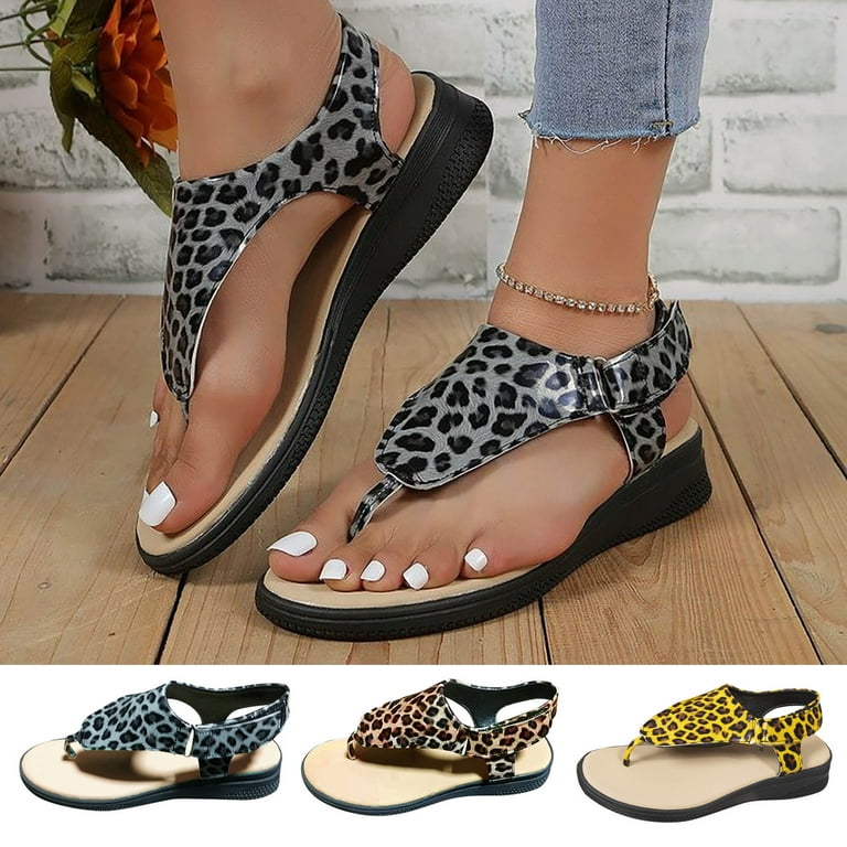 Cethrio Womens Summer Flats Sandals- Wide Width on Clearance Roman Flip  Flops Flip Flop Thong Coffee Dressy Sandals/ Slides Size 5.5 