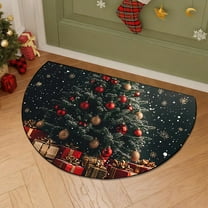 Uutvery Household Absorbent Nonslip Foot Mat Christmas Carpet Entrance Door Semicircle Mat Dirt Proof Bathroom Kitchen Decor Floor Mat for Home Shop Holiday Decor 23.62x19.69 Inch