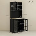 thumbnail image 3 of HOMCOM Kitchen Pantry with 3 Storage Cabinets, 2 Open Shelves, Countertop, 3 of 10